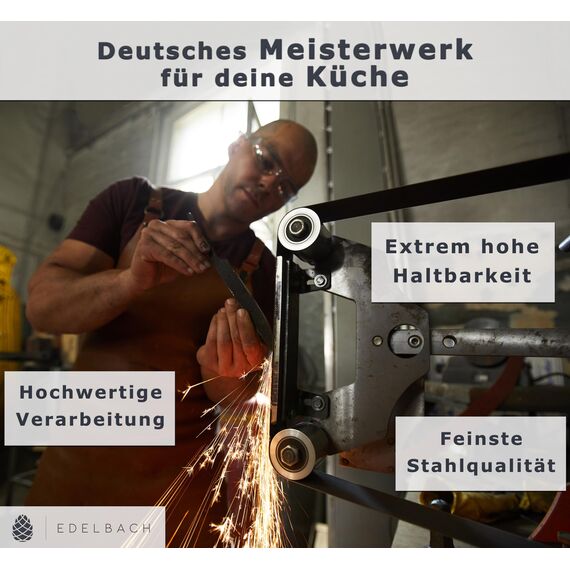 Edelbach Solingen | Küchenmesser Set | Deutsch | Ultrascharf | Messerset, Obstmesser, Gemüsemesser, Schäler, Sparschäler, Schälmesser, Solingen Messer (4er 'Perfect' gerade 3")