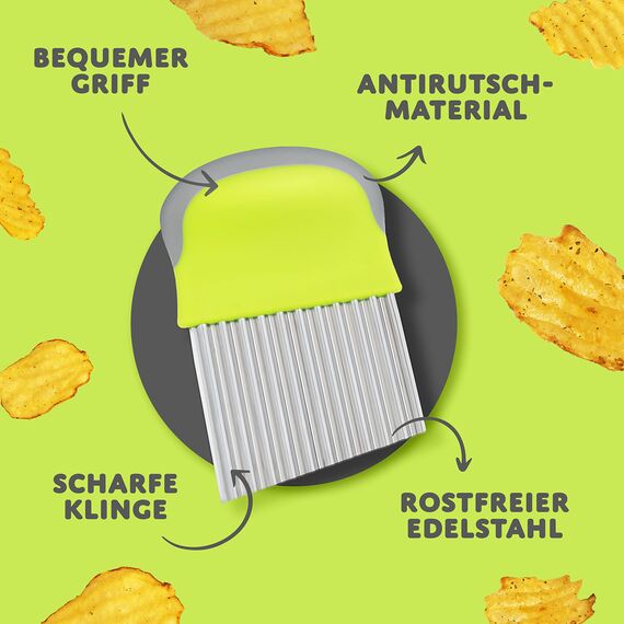 Villkin Wellenschneider für Gemüse und Obst - Riffelmesser aus Edelstahl für die schönsten Schnittmuster - Spülmaschinenfest