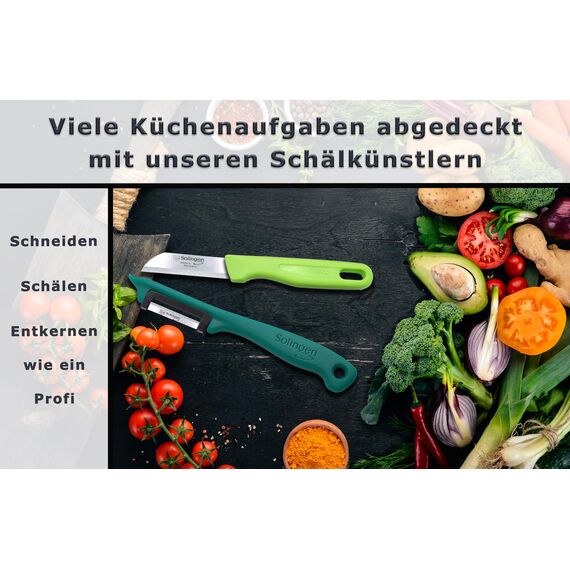 Edelbach Solingen | Küchenmesser Set | German, sehr scharfe kleine Messer, Messerset, Obstmesser, Gemüsemesser, Schälmesser, Sparschäler, Schälmesser, Solingen-Messer (4er Sparschäler)