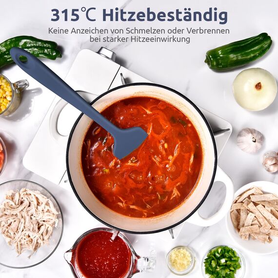 35,6cm Extra Großer Silikon Spatel: U-Taste 315℃ Hitzebeständiger Langer Flexibler Gummispatel für Schalen & Antihaft-kochgeschirr, Nahtloses Backen Teigschaber für Mischen Schaben Kochen (Nachtblau)
