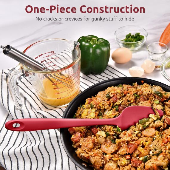 315℃ Hochhitzebeständiger Silikon Löffel Spatel: U-Taste Flexibler Nahtloser Gummispatel, Backen Kochen Silikon Teigschaber für Antihaftbeschichtetes Kochgeschirr Mischen Schaben (29cm, Rot)