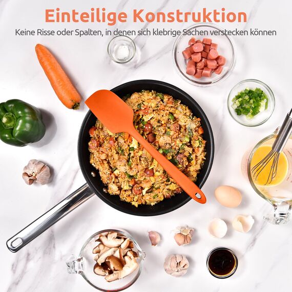 315℃ Hitzebeständiger Großer Silikon Spatel: U-Taste Antihaft Flexibler Nahtloser Teigschaber, Backen Kochen Silikon Küchenutensilien mit Nylonkern zum Mischen Rühren Schaben (29cm, Orange)