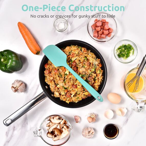 315℃ Hitzebeständiger Großer Silikon Spatel: U-Taste Antihaft Flexibler Nahtloser Teigschaber, Backen Kochen Silikon Küchenutensilien mit Nylonkern zum Mischen Rühren Schaben (29cm, Aqua Sky)