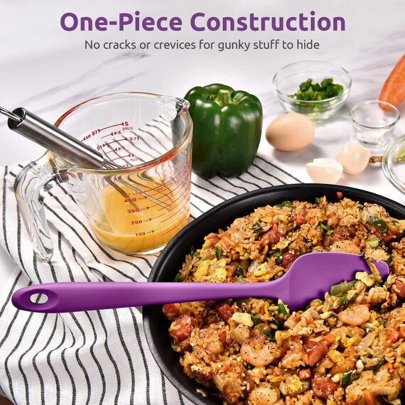 315℃ Hochhitzebeständiger Silikon Löffel Spatel: U-Taste Flexibler Nahtloser Gummispatel, Backen Kochen Silikon Teigschaber für Antihaftbeschichtetes Kochgeschirr Mischen Schaben (29cm, Lila)