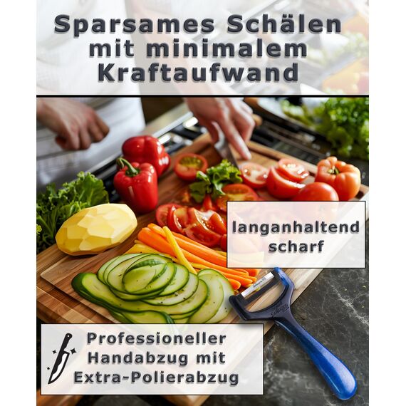 Edelbach Solingen | 2x Sparschäler Messerset | Deutsche extrem scharfe Schäler, Kartoffelschäler, Gemüseschäler, Spargelschäler, Schälmesser, Küchenmesser