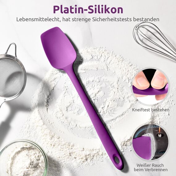 U-Taste 36 cm extra großer Löffelspatel aus Silikon: 315°C hitzebeständiger Kochlöffel in Lebensmittelqualität, nahtloses flexibles Küchengerät zum Backen Rühren Schaben Schöpfen Servieren (Lila)
