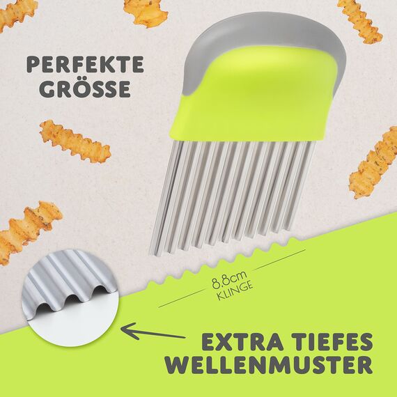 Villkin Wellenschneider für Gemüse und Obst - Riffelmesser aus Edelstahl für die schönsten Schnittmuster - Spülmaschinenfest