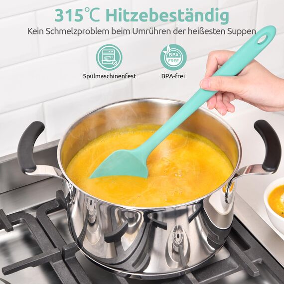 U-Taste 36 cm extra großer Löffelspatel aus Silikon: 315°C hitzebeständiger Kochlöffel in Lebensmittelqualität, nahtloses flexibles Küchengerät zum Backen Rühren Schaben Schöpfen Servieren (Aqua Sky)
