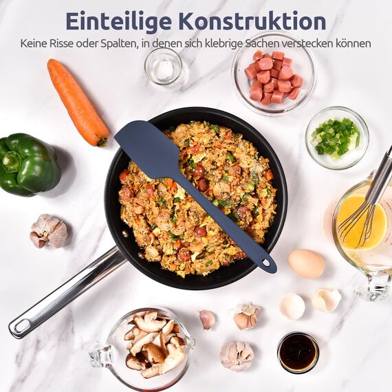 315℃ Hitzebeständiger Großer Silikon Spatel: U-Taste Antihaft Flexibler Nahtloser Teigschaber, Backen Kochen Silikon Küchenutensilien mit Nylonkern zum Mischen Rühren Schaben (29cm, Nachtblau)