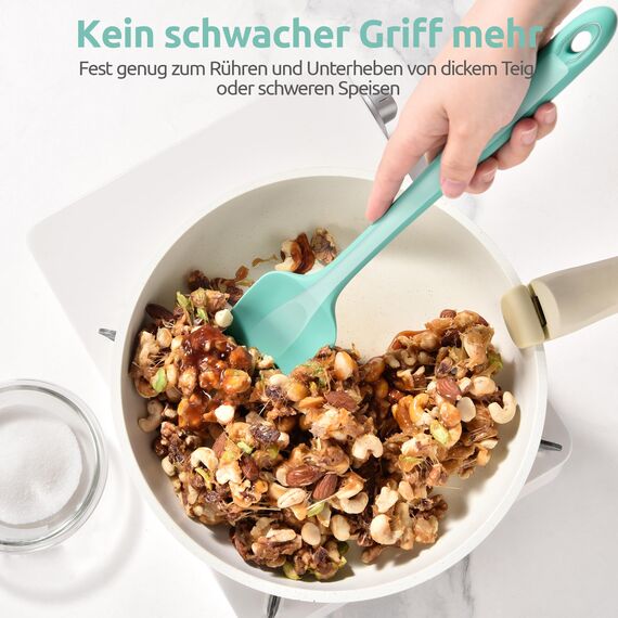 U-Taste 36 cm extra großer Löffelspatel aus Silikon: 315°C hitzebeständiger Kochlöffel in Lebensmittelqualität, nahtloses flexibles Küchengerät zum Backen Rühren Schaben Schöpfen Servieren (Aqua Sky)