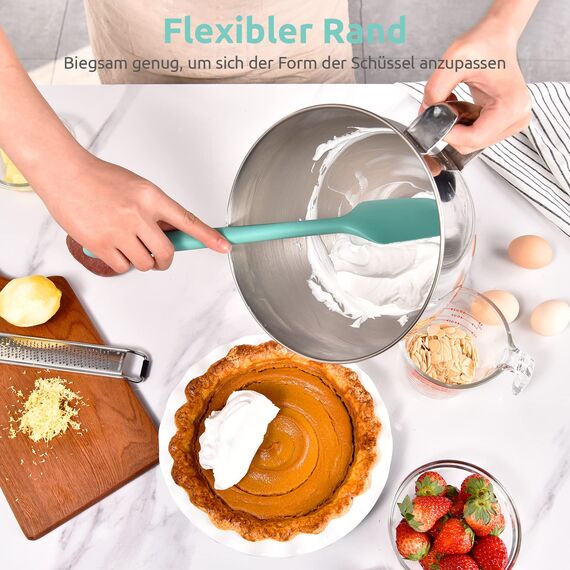 35,6cm Extra Großer Silikon Spatel: U-Taste 315℃ Hitzebeständiger Langer Flexibler Gummispatel für Schalen & Antihaft-kochgeschirr, Nahtloses Backen Teigschaber für Mischen Schaben Kochen (Aqua Sky)