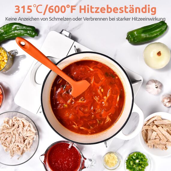 315℃ Hitzebeständiger Großer Silikon Spatel: U-Taste Antihaft Flexibler Nahtloser Teigschaber, Backen Kochen Silikon Küchenutensilien mit Nylonkern zum Mischen Rühren Schaben (29cm, Orange)