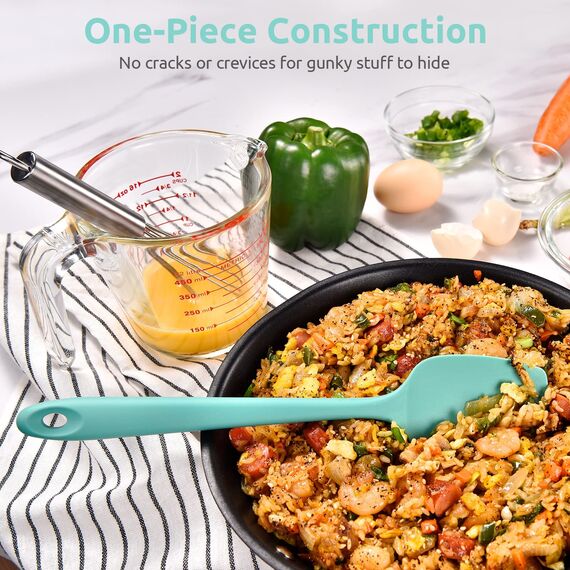 315℃ Hochhitzebeständiger Silikon Löffel Spatel: U-Taste Flexibler Nahtloser Gummispatel, Backen Kochen Silikon Teigschaber für Antihaftbeschichtetes Kochgeschirr Mischen Schaben (29cm, Aqua Sky)