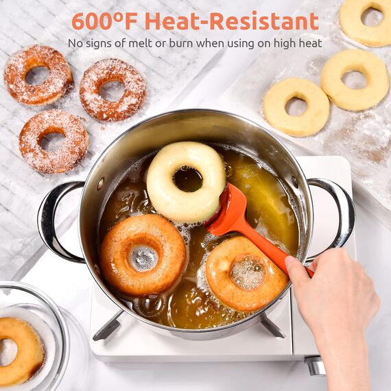 315℃ Hochhitzebeständiger Silikon Löffel Spatel: U-Taste Flexibler Nahtloser Gummispatel, Backen Kochen Silikon Teigschaber für Antihaftbeschichtetes Kochgeschirr Mischen Schaben (29cm, Orange)