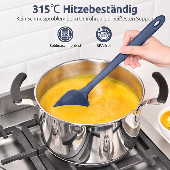 U-Taste 36cm extra großer Löffelspatel aus Silikon: 315°C hitzebeständiger Kochlöffel in Lebensmittelqualität, nahtloses flexibles Küchengerät zum Rühren Schaben Schöpfen Servieren (Mitternachtsblau)