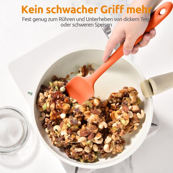 U-Taste 36 cm extra großer Löffelspatel aus Silikon: 315°C hitzebeständiger Kochlöffel in Lebensmittelqualität, nahtloses flexibles Küchengerät zum Backen Rühren Schaben Schöpfen Servieren (Orange)