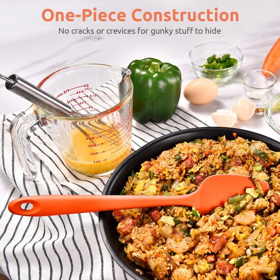315℃ Hochhitzebeständiger Silikon Löffel Spatel: U-Taste Flexibler Nahtloser Gummispatel, Backen Kochen Silikon Teigschaber für Antihaftbeschichtetes Kochgeschirr Mischen Schaben (29cm, Orange)