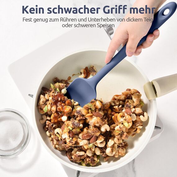 U-Taste 36cm extra großer Löffelspatel aus Silikon: 315°C hitzebeständiger Kochlöffel in Lebensmittelqualität, nahtloses flexibles Küchengerät zum Rühren Schaben Schöpfen Servieren (Mitternachtsblau)