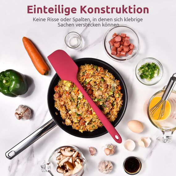 35,6cm Extra Großer Silikon Spatel: U-Taste 315℃ Hitzebeständiger Langer Flexibler Gummispatel für Schalen & Antihaft-kochgeschirr, Nahtloses Backen Teigschaber für Mischen Schaben Kochen (Rot)