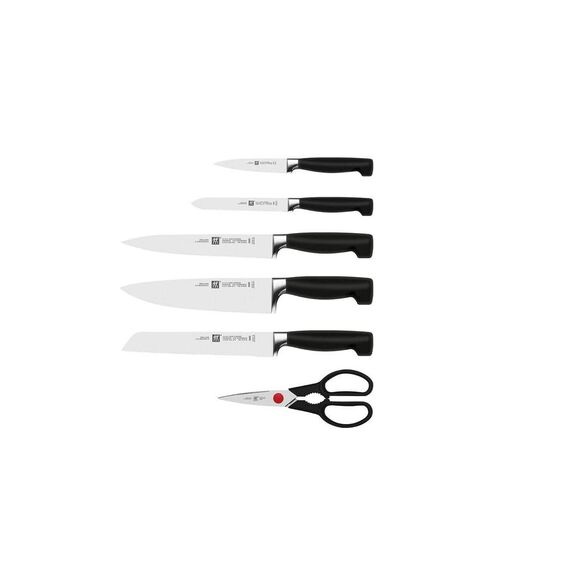 ZWILLING Vier Sterne Selbstschärfender Messerblock 7-teilig, Rostfreier Spezialstahl, Braun, Made in Germany