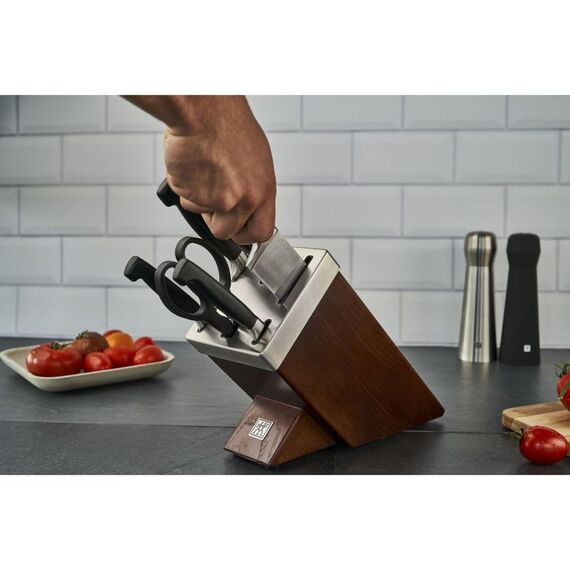 ZWILLING Vier Sterne Selbstschärfender Messerblock 7-teilig, Rostfreier Spezialstahl, Braun, Made in Germany