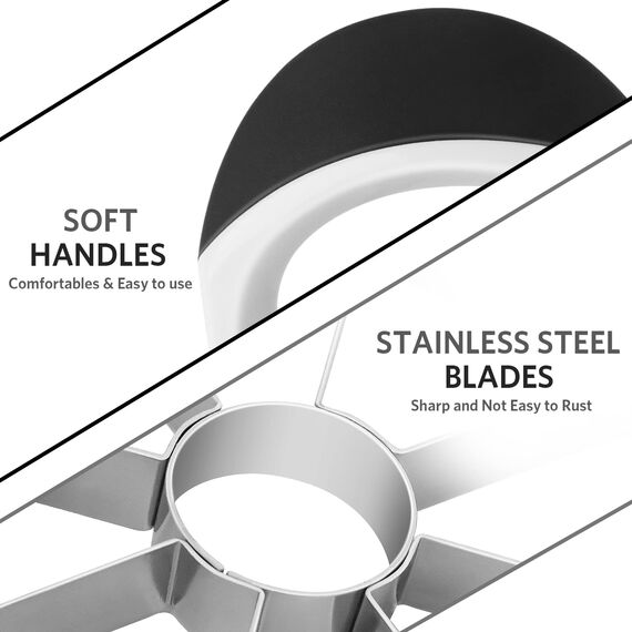 Asdirne Apfelschneider & Entkerner Set, Apfelschneider und Obstschneider mit scharfen Edelstahlklingen und ergonomischen rutschfesten Griffen, ideal zum Schneiden einer Vielzahl von Früchten, Schwarz