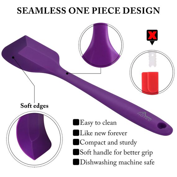 HOTEC Pfannenwender-Set aus Silikon in Lebensmittelqualität, zum Backen, Kochen und Mischen, antihaftbeschichtet, spülmaschinenfest, BPA-frei, Violett, 5 Stück