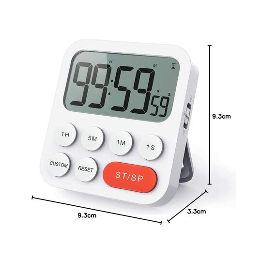 LIORQUE Digitaler Küchentimer Magnetisch Stoppuhr Timer mit Uhr, Magnet, 3-stufiger Lautstärke, LCD Anzeige für Kochen, Sport, Studieren, 2 AAA Batterien inklusive Rot