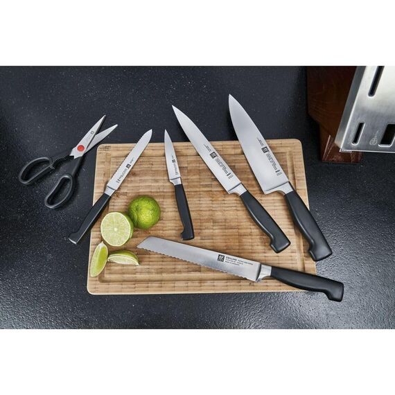 ZWILLING Vier Sterne Selbstschärfender Messerblock 7-teilig, Rostfreier Spezialstahl, Braun, Made in Germany