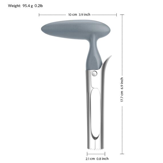 Asdirne Apfelentkerner, Apfelausstecher mit ABS Griff, Edelstahlklinge in Lebensmittelqualität und Gezahnter Rand, Praktischer Apfelkernausstecher,Grau