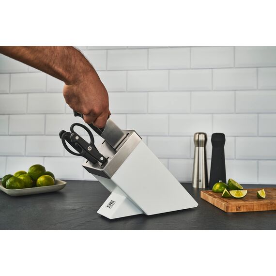 ZWILLING Gourmet Selbstschärfender Messerblock 7-teilig, Rostfreier Spezialstahl, Weiß, Made in Germany