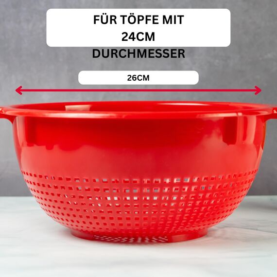 Westmark Seiher/Sieb, Mit Griffmulden und Aufsatzrasten, Kunststoff, Rot, 2126221R