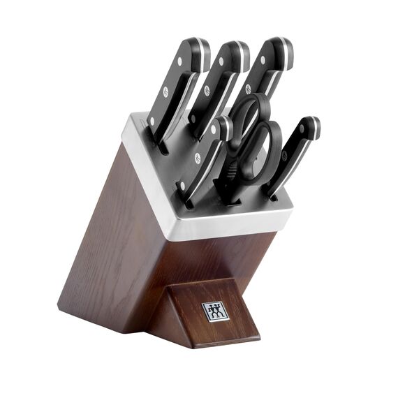ZWILLING Gourmet Selbstschärfender Messerblock 7-teilig, Rostfreier Spezialstahl, Braun, Made in Germany