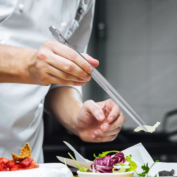 Hotec Edelstahl-Küchenpinzette, professionelle Küchenzange zum Kochen, Grillen und Backen, extra lange Lebensmittelpinzette, Set von 2,30.5zoll,25.4zoll