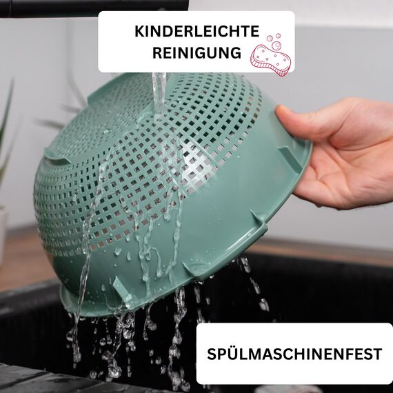 Westmark Seiher/Sieb, Mit Griffmulden und Aufsatzrasten, Kunststoff, Mint-Grün, 2126221M