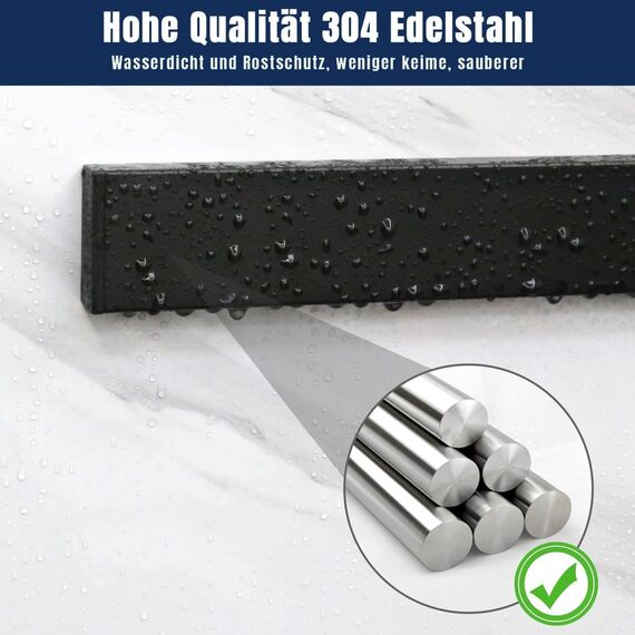 Dmore 59 cm Magnetleiste Messer mit 4 Haken, schwarzer Messerhalter magnetisch ohne Bohren, leistungsstarker Magnet Messerhalter, inklusive Klebeband und Schrauben für Messer, Utensilien und Werkzeuge