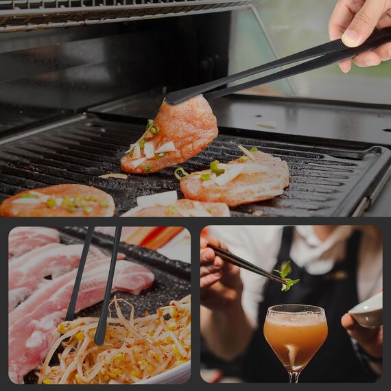 Hotec Edelstahl-Kochpinzette, professionelle Küchenzange zum Kochen, Grillen und Backen, extra lange Lebensmittelpinzette, Set von 2 - 30,5 cm, NZ-B02H