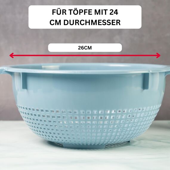 Westmark Seiher/Sieb, Mit Griffmulden und Aufsatzrasten, Kunststoff, Blau, 2126221B