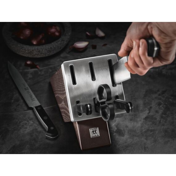 ZWILLING Gourmet Selbstschärfender Messerblock 7-teilig, Rostfreier Spezialstahl, Braun, Made in Germany