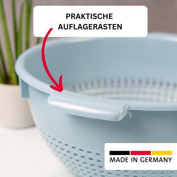 Westmark Seiher/Sieb, Mit Griffmulden und Aufsatzrasten, Kunststoff, Blau, 2126221B