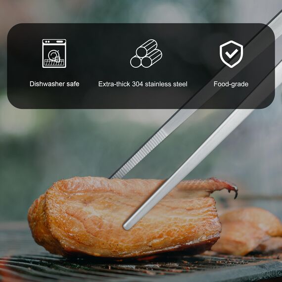 Hotec Edelstahl-Küchenpinzette, professionelle Küchenzange zum Kochen, Grillen und Backen, extra lange Lebensmittelpinzette, Set von 2,30.5zoll,25.4zoll
