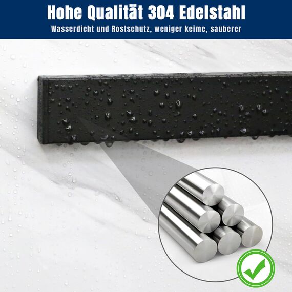 Dmore 50 cm Magnetleiste Messer mit 4 Haken, schwarzer Messerhalter magnetisch ohne Bohren, leistungsstarker Magnet Messerhalter, inklusive Klebeband und Schrauben für Messer, Utensilien und Werkzeuge