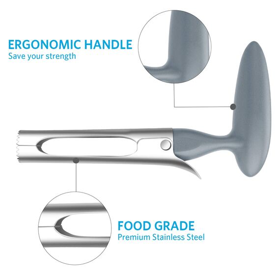 Asdirne Apfelentkerner, Apfelausstecher mit ABS Griff, Edelstahlklinge in Lebensmittelqualität und Gezahnter Rand, Praktischer Apfelkernausstecher,Grau