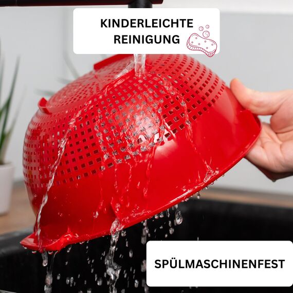 Westmark Seiher/Sieb, Mit Griffmulden und Aufsatzrasten, Kunststoff, Rot, 2126221R