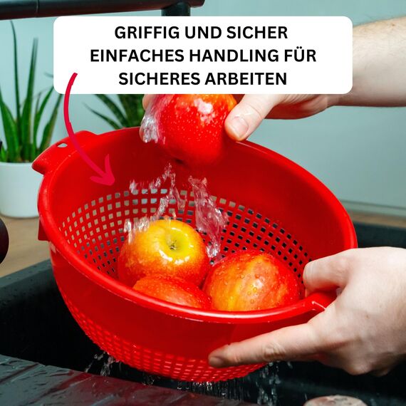 Westmark Seiher/Sieb, Mit Griffmulden und Aufsatzrasten, Kunststoff, Rot, 2126221R