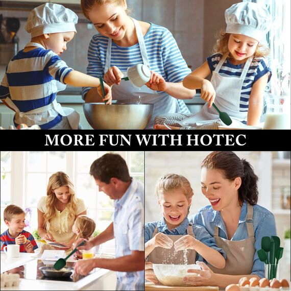 HOTEC Pfannenwender aus Silikon, hitzebeständig bis 315,6 °C, BPA-frei, spülmaschinenfest, für antihaftbeschichtetes Kochgeschirr, Dunkelgrün, 5 Stück