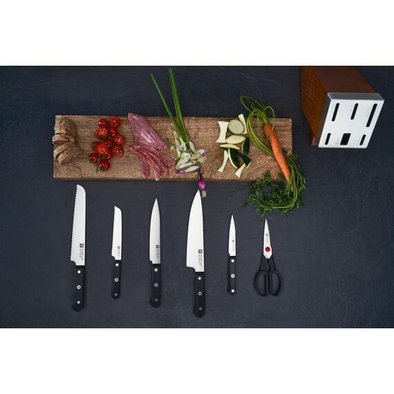 ZWILLING Gourmet Selbstschärfender Messerblock 7-teilig, Rostfreier Spezialstahl, Braun, Made in Germany