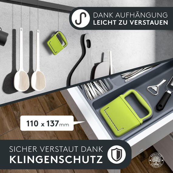 Edelfeld Wellenschneider für Pommes, Obst & Gemüse [TESTSIEGER] - Spülmaschinengeeignetes Wellenmesser - Riffelmesser für Erwachsene & Kinder - Solides Wellenschnittmesser aus Edelstahl - Für BLW