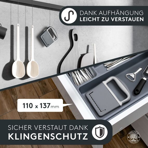Edelfeld Wellenschneider für Pommes, Obst & Gemüse [TESTSIEGER] - Spülmaschinengeeignetes Wellenmesser - Riffelmesser für Erwachsene & Kinder - Solides Wellenschnittmesser aus Edelstahl - Für BLW