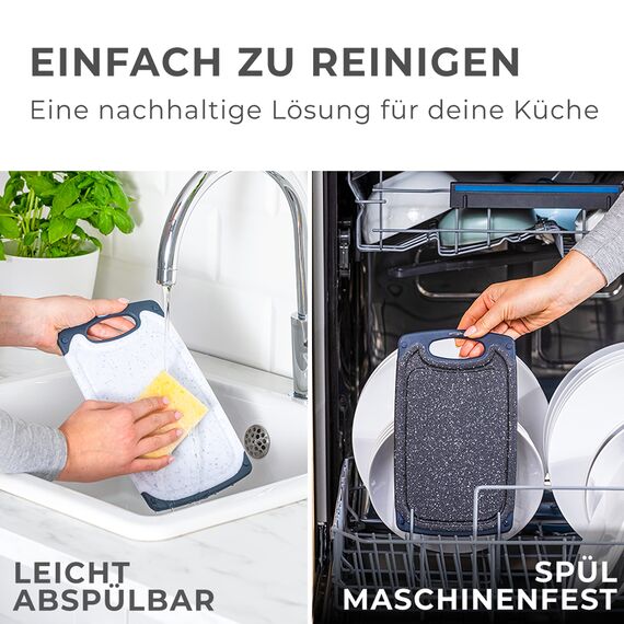 Exitoso Frühstücksbrettchen 6er Set mit Saftrille & Griff aus Kunststoff | Rutschfestes & spülmaschinenfestes Schneidebrett | Antibakterielles Brettchen Set | BPA-Frei & beidseitig verwendbar